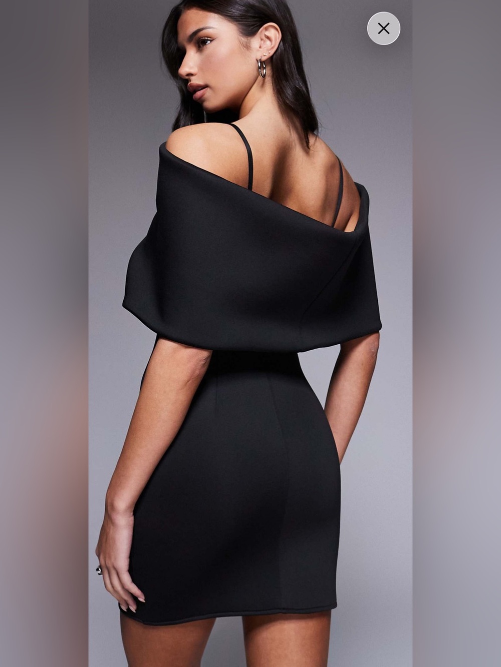 ASOS Black Cape Sleeve Mini Dress - Picture 2 of 8
